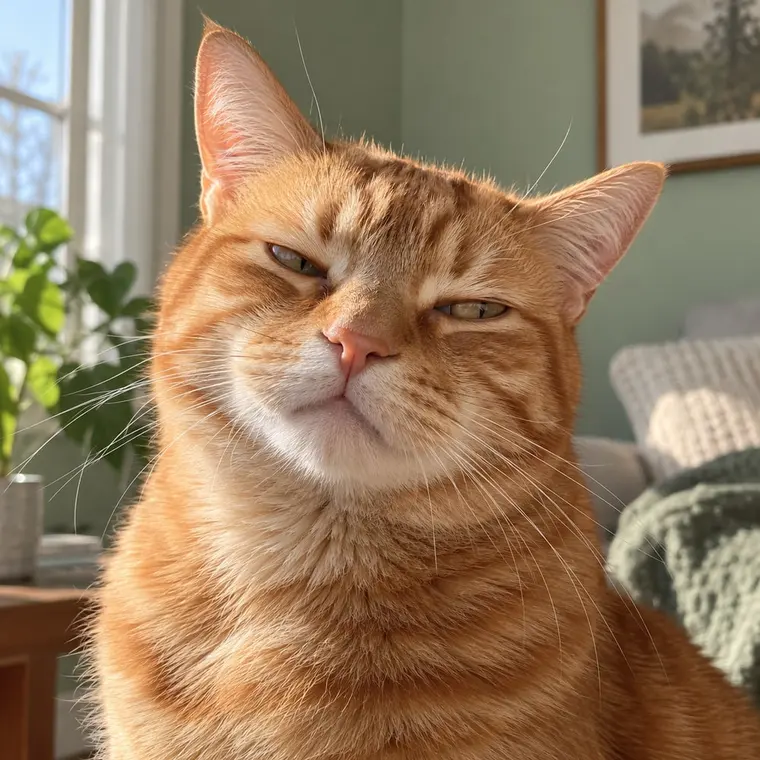 Orange cat before intentional meme-style image degradation